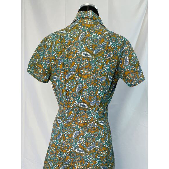 1970s Faux Two-Piece Paisley Dress – Size 12, Lined, Side Zip, Flaws - Picture 9 of 16